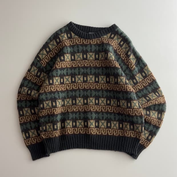 아이스웨어 아이슬란드 빈티지 패턴 울 니트 M