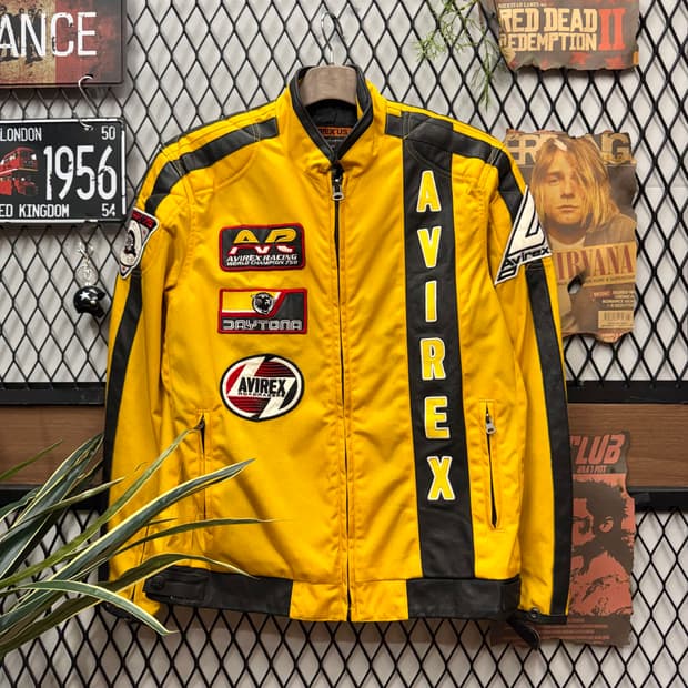 00s 아비렉스 데이토나 레이싱자켓 전후면 빅로고 포인트 옐로우