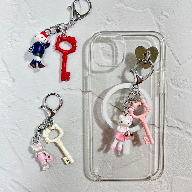 키티 커스텀키링 (핑크 / 레드 /아이보리 ver.)