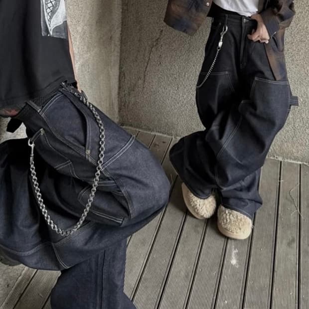 [2] 에모스탠스클럽 재패니즈 카펜터 와이드 배기진 데님