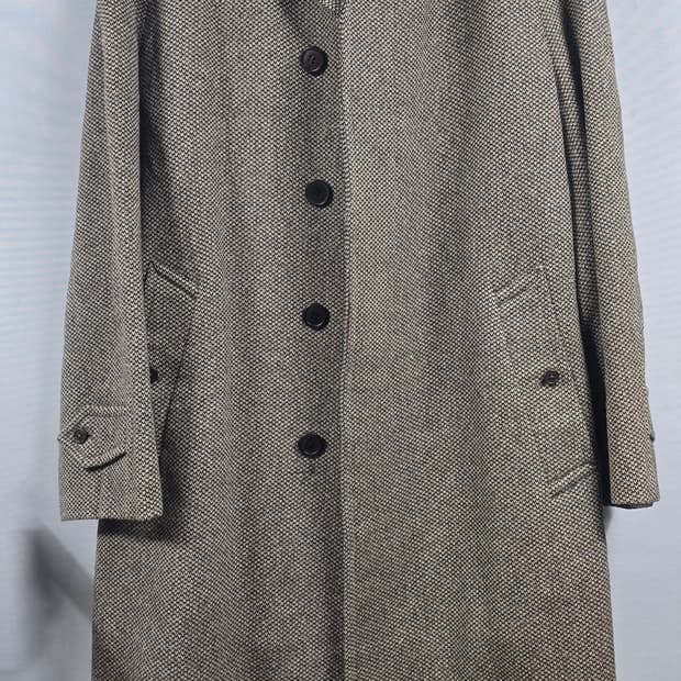 버버리 울 큐브라 해링본 롱 코트