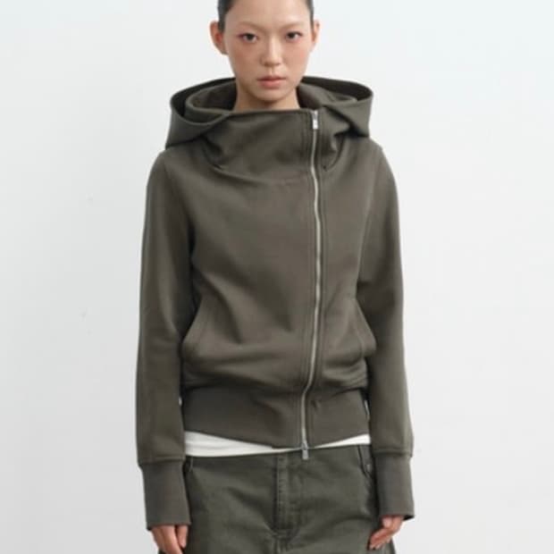 자카나 하이넥 후드집업 카키 S 