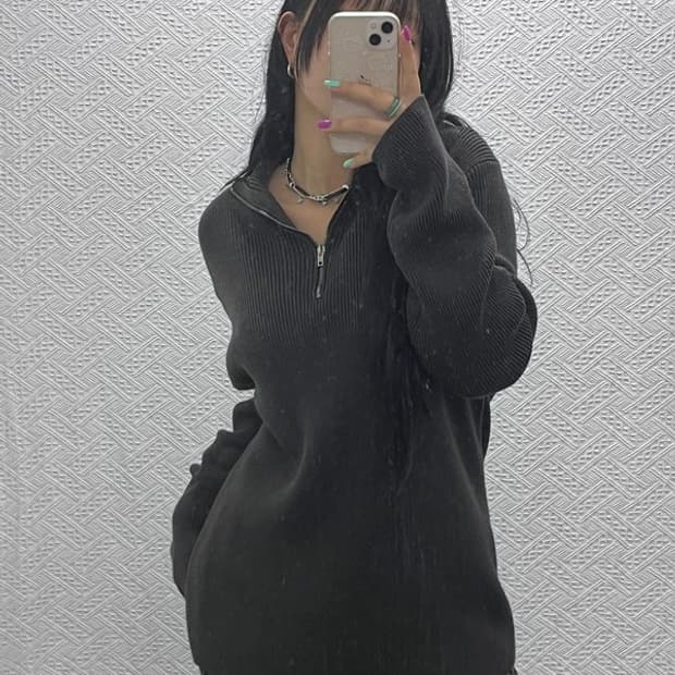 스톤아일랜드 캐주얼 폭닥 반집업 울 니트 105 C06940