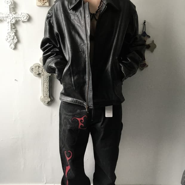 Over fit leather jacket