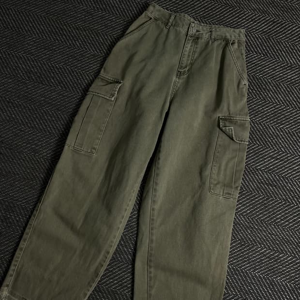 TOFFEE 카고 데님 와이드 퍼티그 팬츠 y 3731