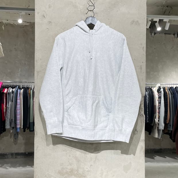 슈프림 멜란지 라이트 그레이 자카드 로고 스웻 후디