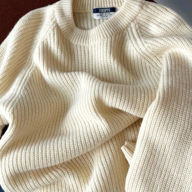 Wool crew neck heavy rib knit P/O