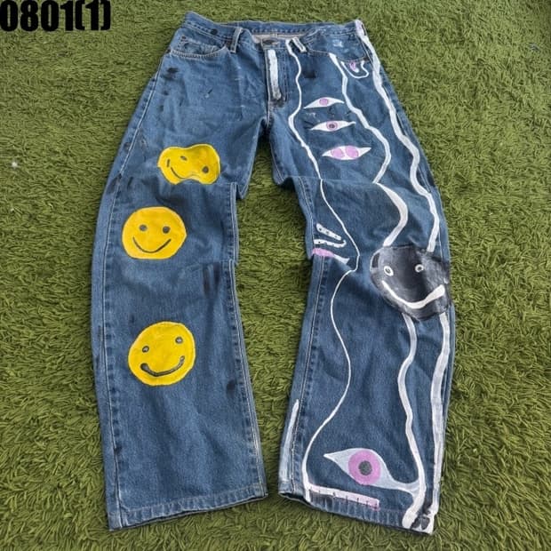 에드윈 핸드페인팅 데님팬츠 청바지 31