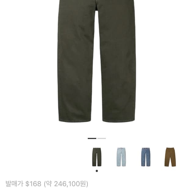 슈프림 배기 진 올리브 - 24fw