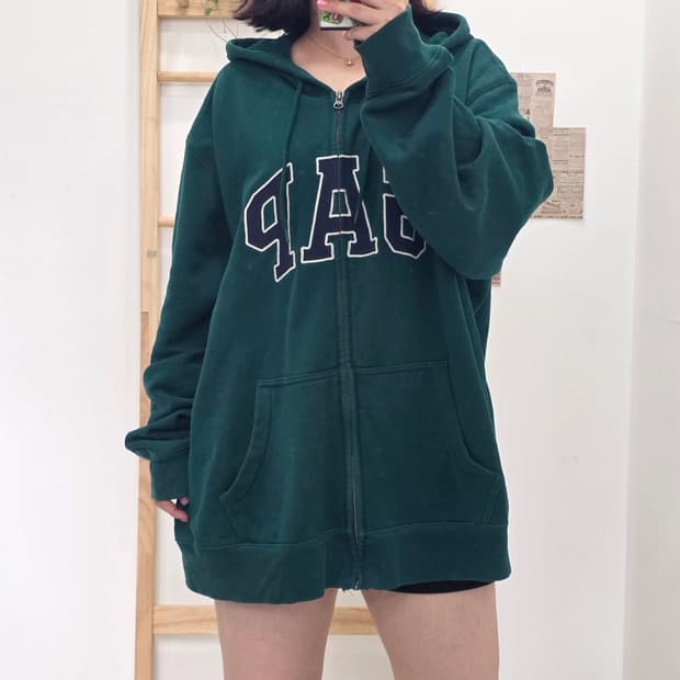 [프립]XL/갭 GAP 후드집업 그린