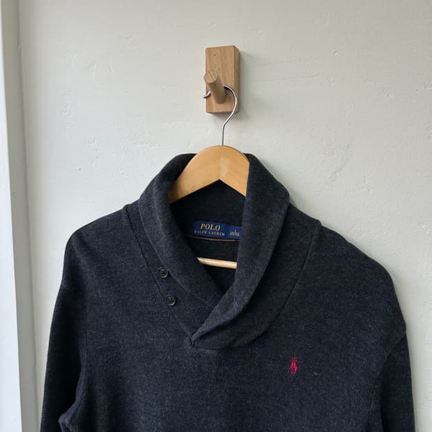 16040 - 폴로 랄프로렌 차콜 엘보 패치 하프 니트