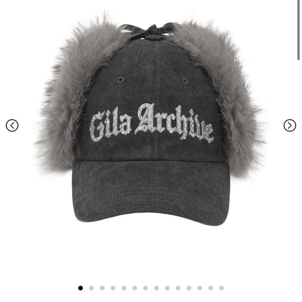 FAUX FUR HOTFIX LOGO EARFLAP CAP_CHARCOA