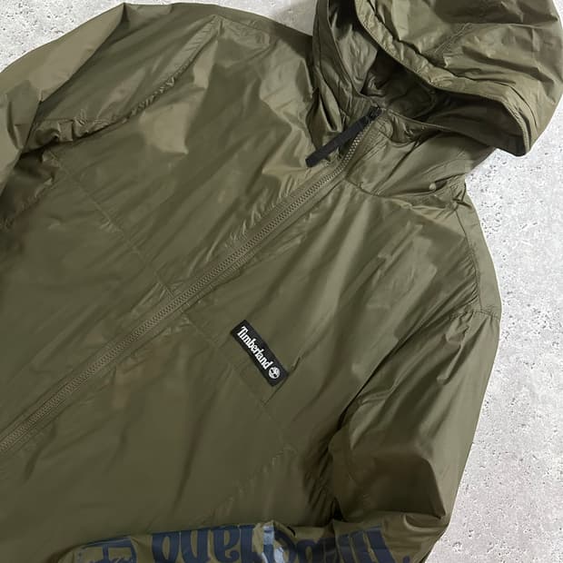 Timberland 빅 로고 후드 퀄팅자켓