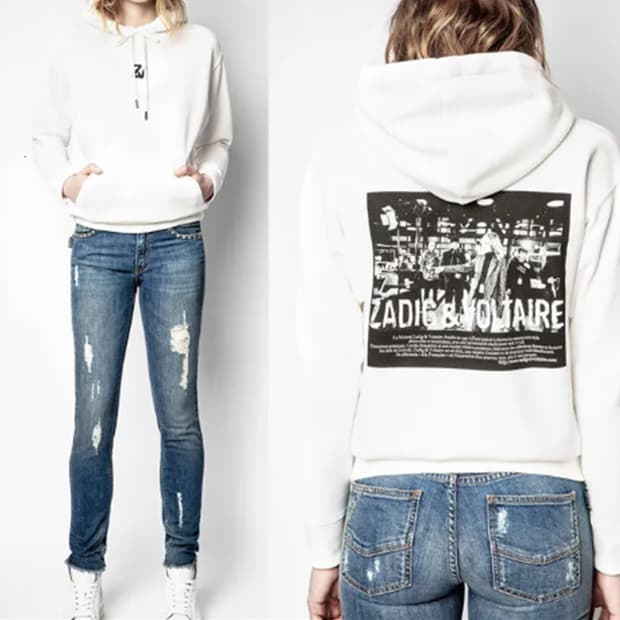 쟈딕앤볼테르 기모 후드 티 여성 XS ~ S 도톰 흰색 사랑봉봉