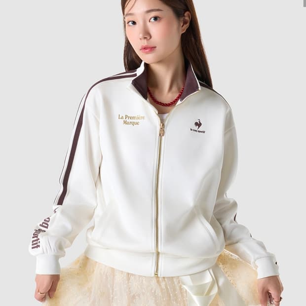 택O 새상품)) 르꼬끄 유니 선데이 루즈 트랙탑 집업 크림