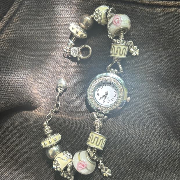 vintage beads charm bracelet watch