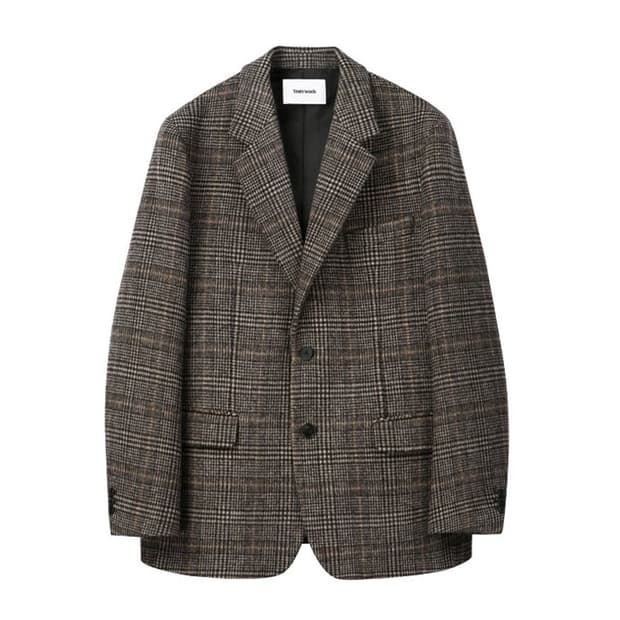 (M)토니웩 글렌체크 울 싱글 블레이저 브라운