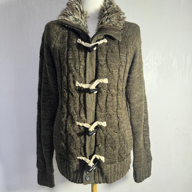 Sorridere 퍼 칼라 토글 니트집업 y2k