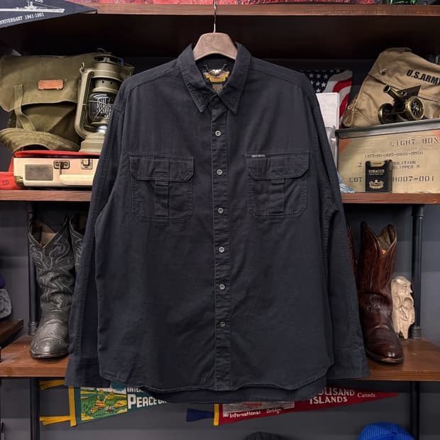 00s 할리데이비슨 유틸포켓 시그니처 이글 프린팅 워크셔츠  N276