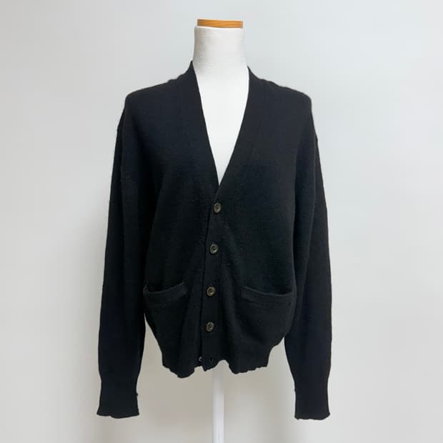 [캐시미어 100%] 블랙 브이넥 가디건 M