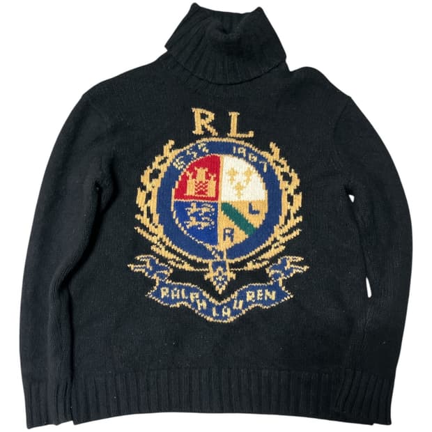 폴로 랄프로렌 빅 로고 터틀넥 목폴라 울 니트 