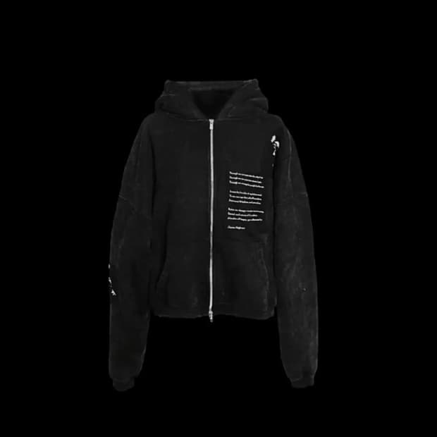 에모스탠스클럽 스모크 워싱 패치 후드집업 블랙