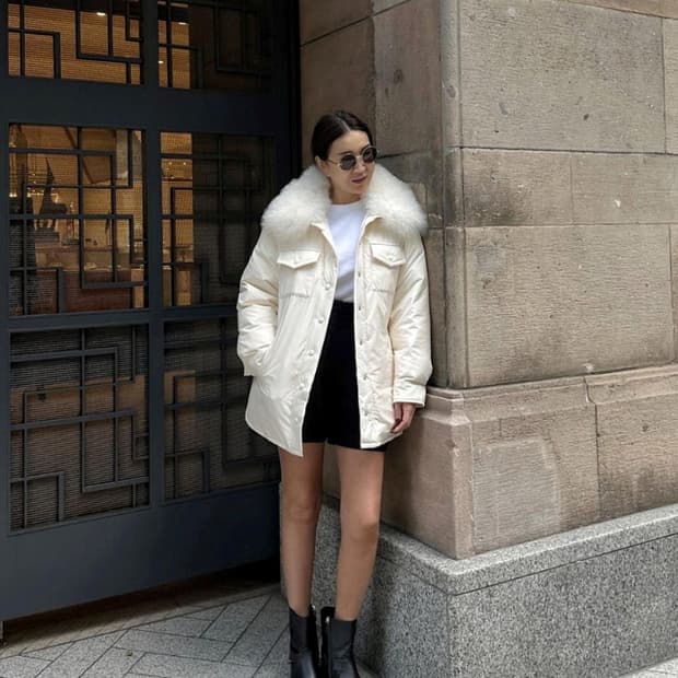 NW1423 뷰드팍 시어링 퍼 다운 패딩