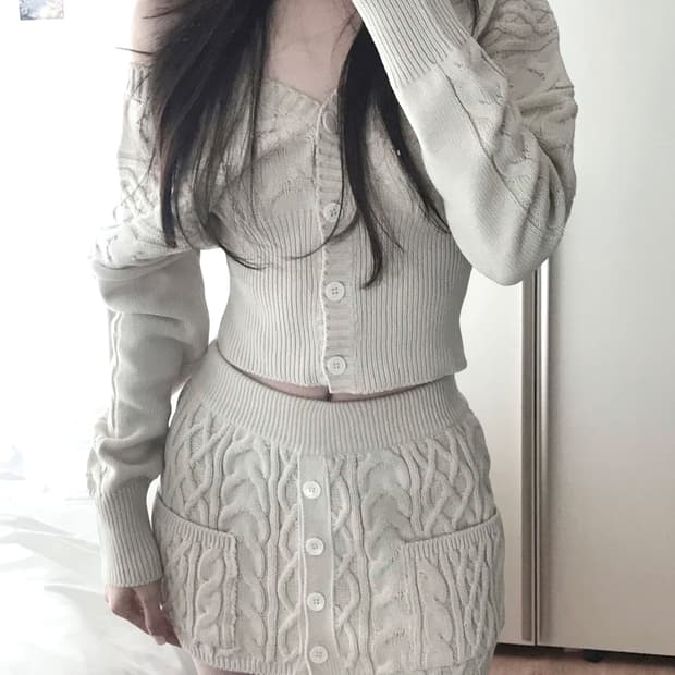 힐다 고희 디어 윈터 니트 가디건 스커트 세트