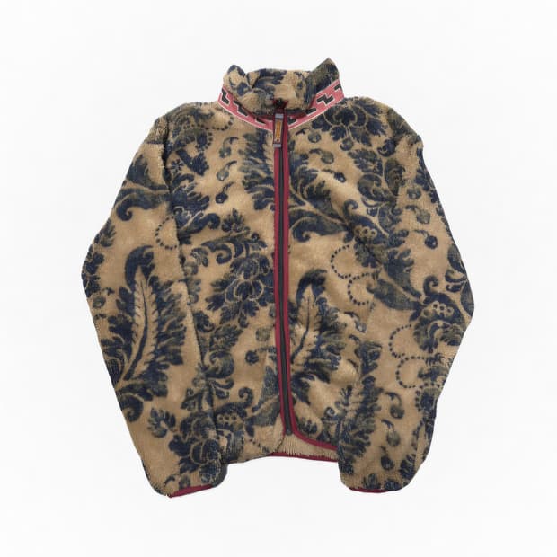 캐피탈 다마스크 패턴 플리스 집 블루종 베이지