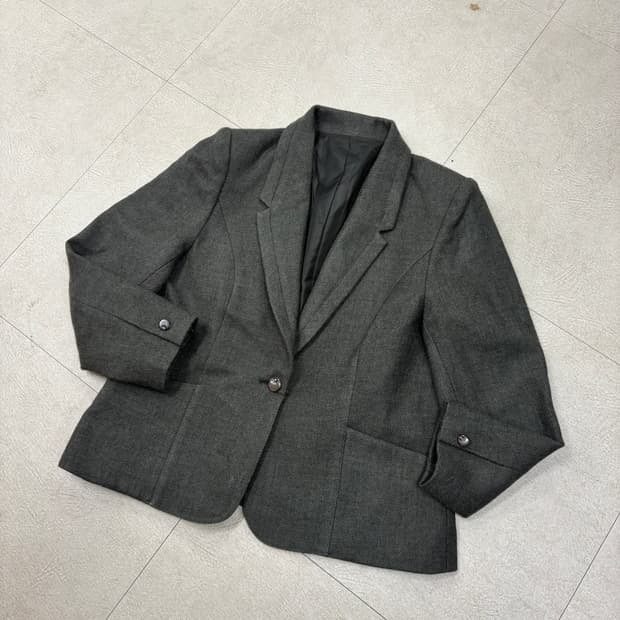 일본 빈티지 원버튼 크롭 블레이저