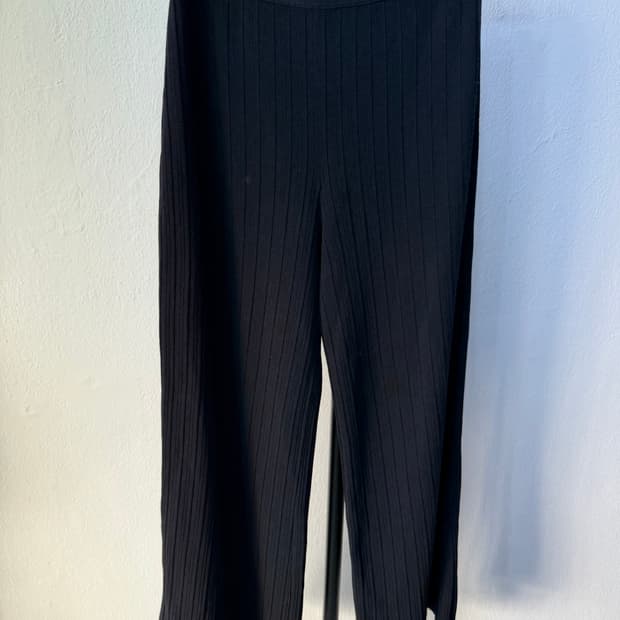 정품) 띠어리 여성 블랙 골지 니트 와이드 팬츠 M