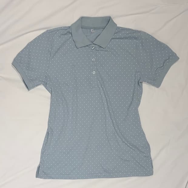 빈티지 모리걸 하늘 도트 반팔 카라 PK티