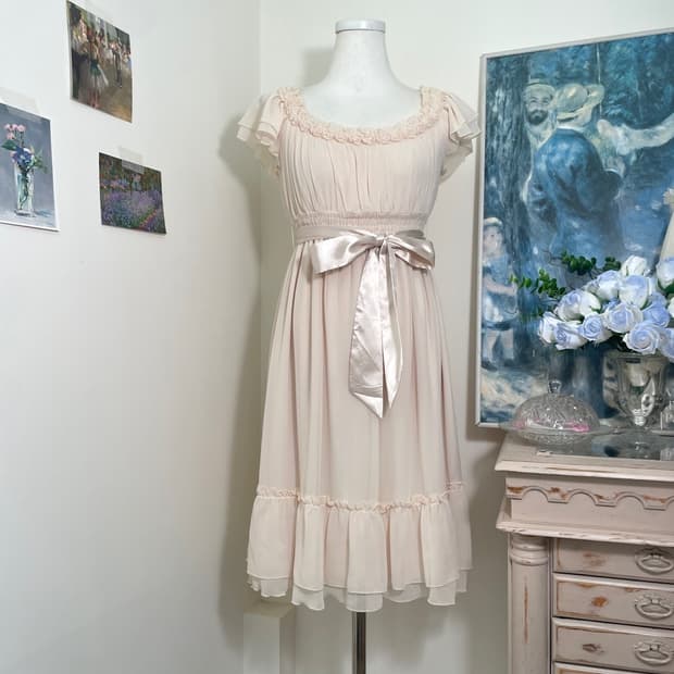 LEST ROSE pink ivory ruffle princess opc