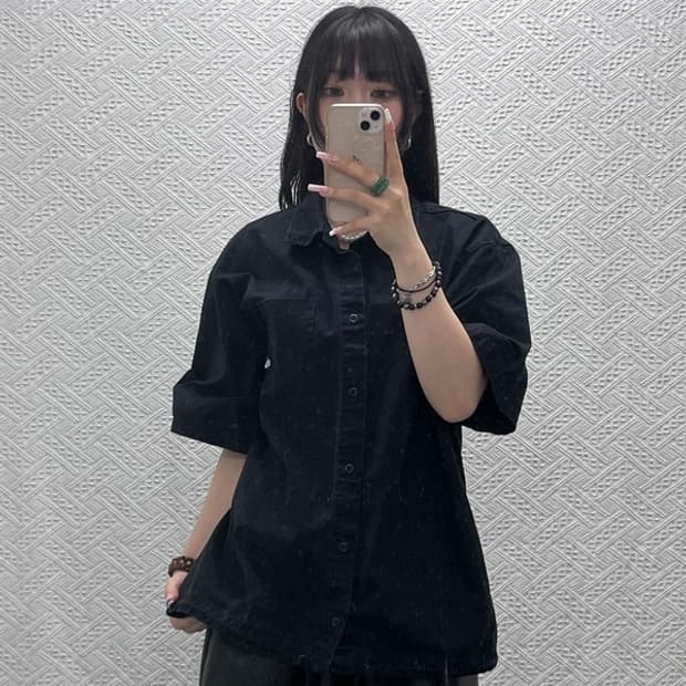 나이키 빈티지 모던 시크 캐주얼 올블랙 반팔셔츠 XXL C12255
