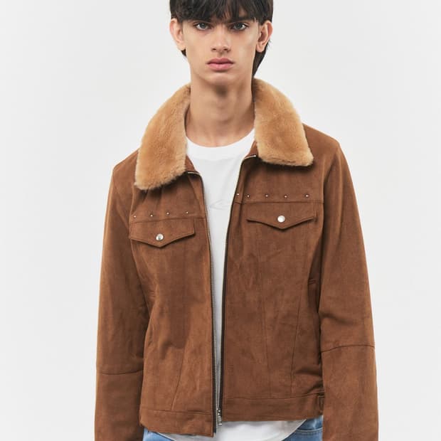 블루썬플라워 시어링 스웨이드 크롭 자켓 48