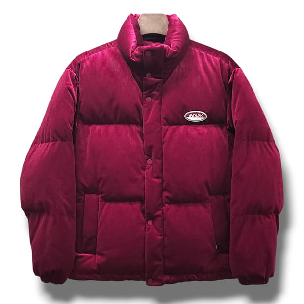 [S] 널디 버건디 코듀로이 벨벳 다운 패딩