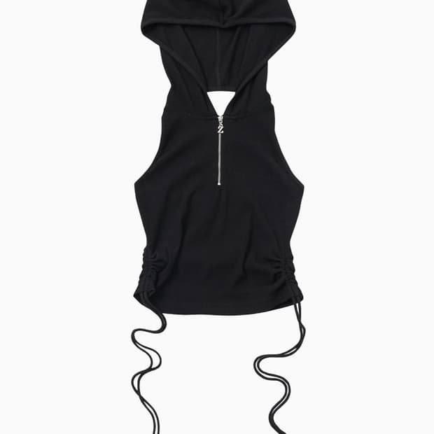[ZNUZ] SLEEVELESS HOODIEZ - BLACK
