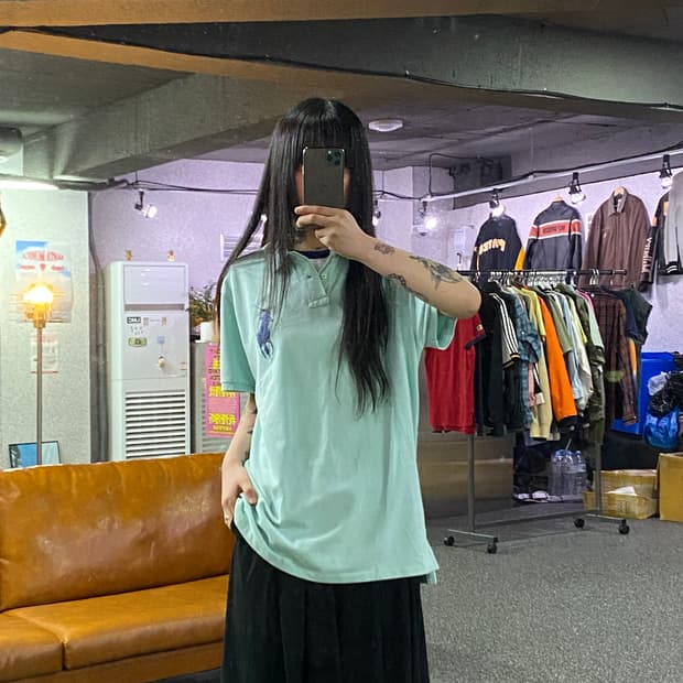 폴로랄프로렌 빅포니 넘버3 민트 카라넥티셔츠B4846