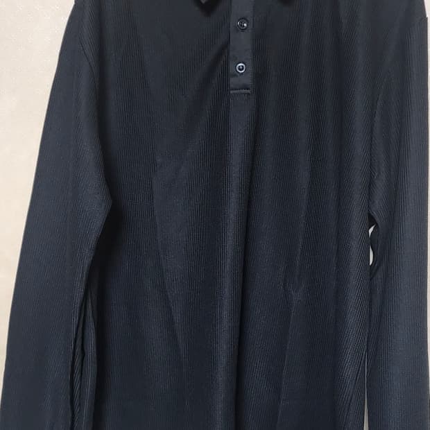 남성 카라긴팔티셔츠110 블랙 새급