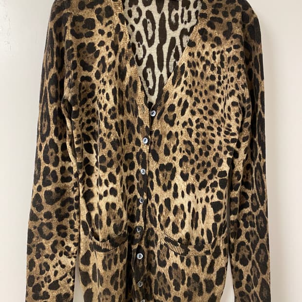 돌체앤가바나 캐시미어 레오파드 가디건