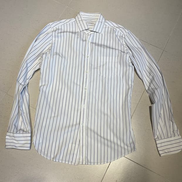 글렌셔츠 화이트스트라이프 셔츠 Made in Italy