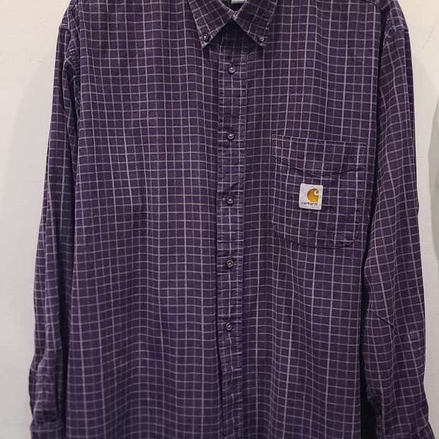 칼하트 코듀로이 체크 패턴 긴팔 셔츠 