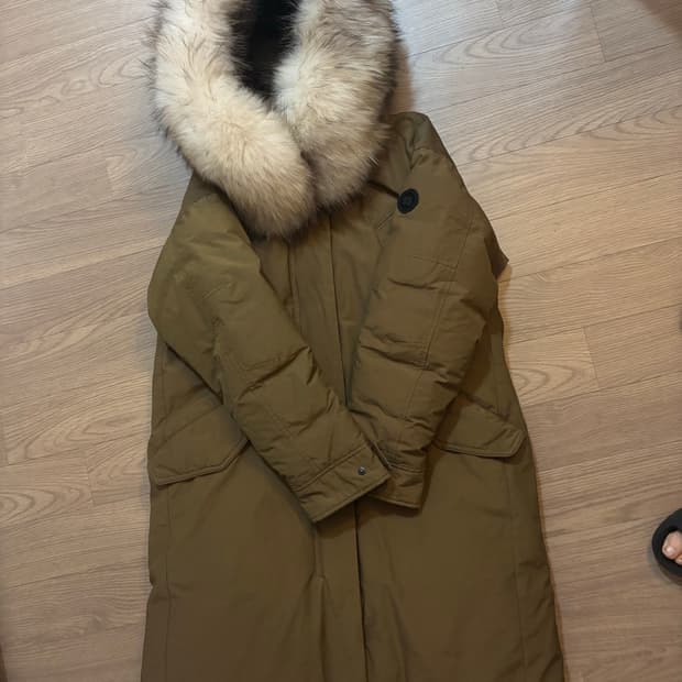 새상품급 코오롱 하이라인 구스다운 야상 롱패딩 85(90가능)