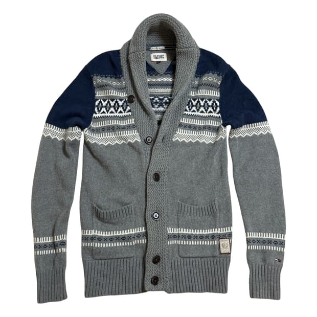 [XS] 타미힐피거 엘보우 패치 니트 가디건