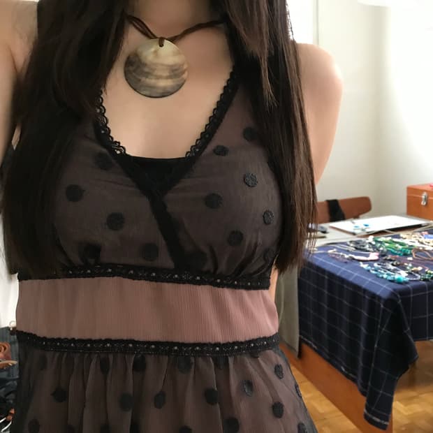 vintage see-through dot one-piece
