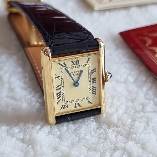 까르띠에 빈티지 탱크머스트 L 샴페인다이얼 디버클 시계(남여공용)