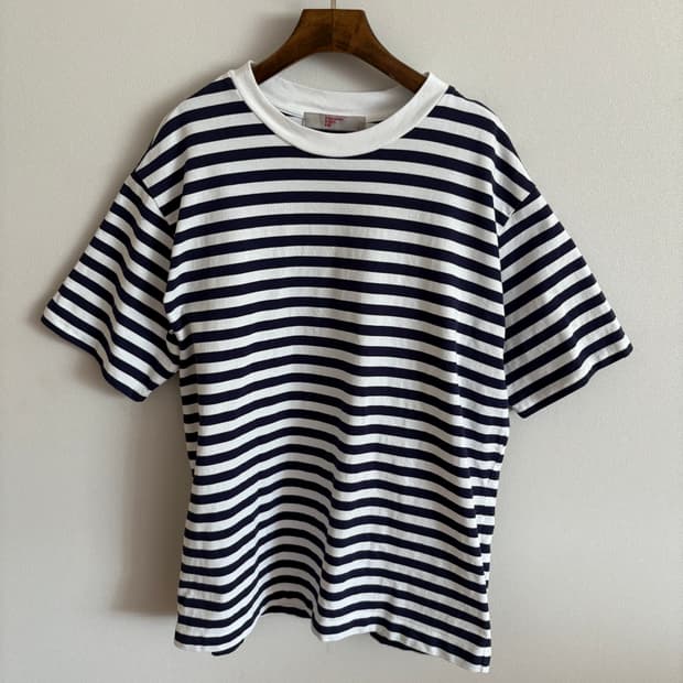 8세컨즈 네이비 스트라이프 반팔 티셔츠 L(100)
