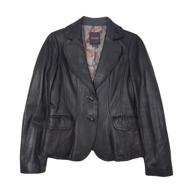 ICINOO 페미닌 셔링 양가죽 블레이저 자켓 55