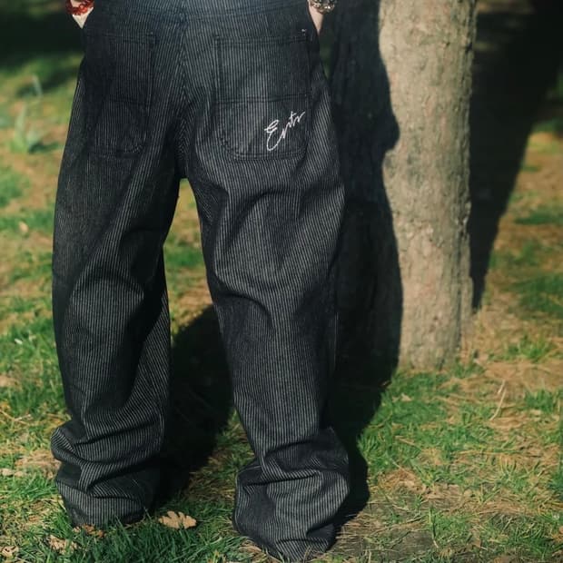 이알티알 Stripe Denim Pants Black