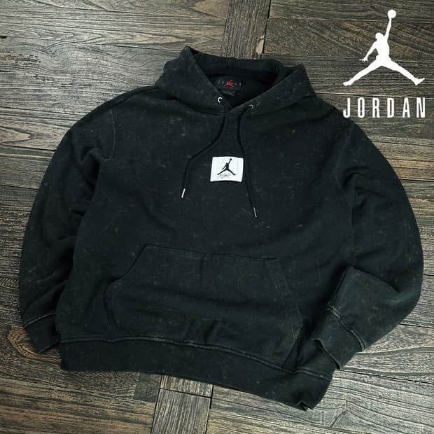[나이키 조던] 로고 패치 오버핏 후드티 블랙 M19962